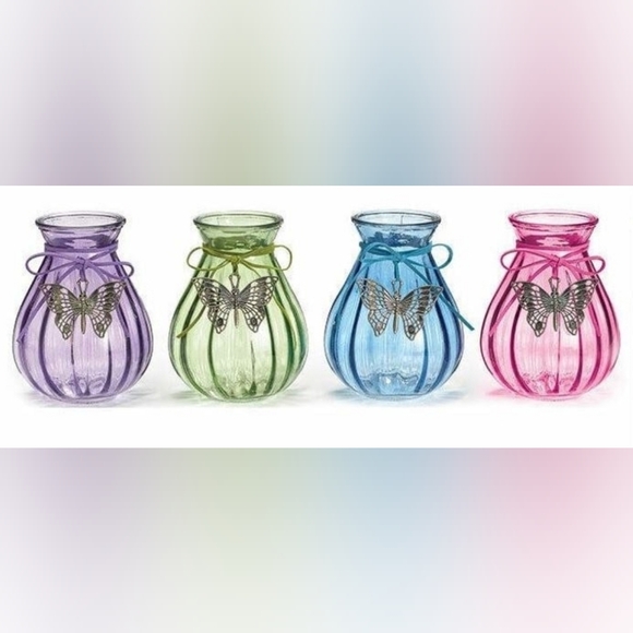 Pink Glass Bulb Vase with Silver Butterfly Blinger - Picture 7 of 7